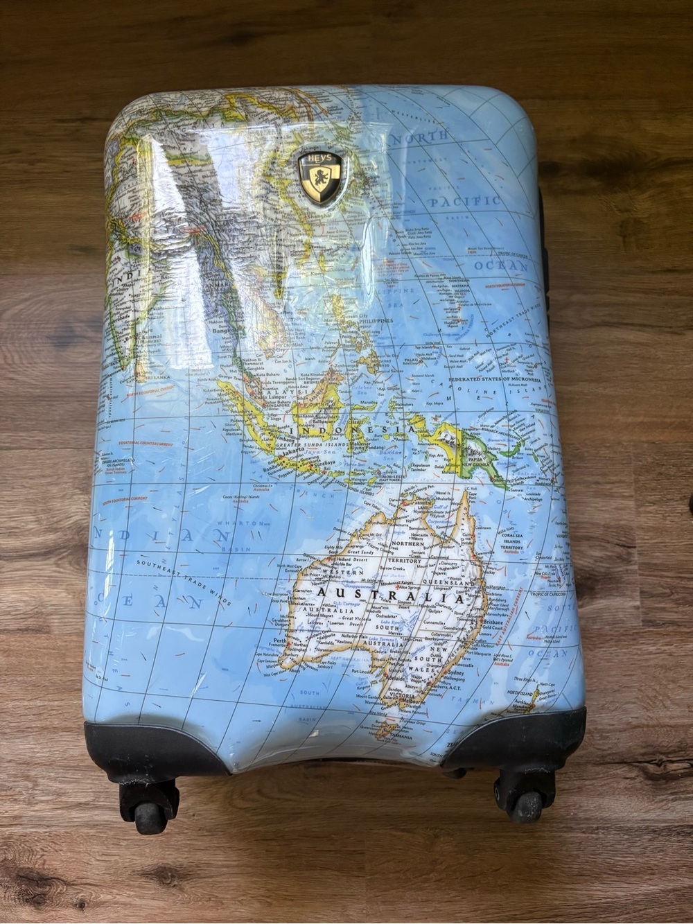 Light Blue World Map Carry-On Suitcase by Heys